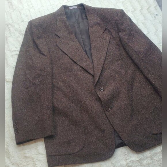 Vintage 90s Tip Top Mens Sport Coat Jacket Speckled Brown Orange Deep Pocket 40R - Picture 2 of 12